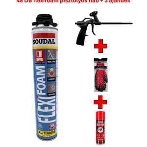 48 db SOUDAL FlexiFoam purhab 750ml 4 évszakos (pisztolyos) + 3 ajándék