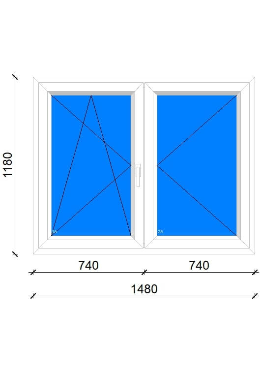 Kétszárnyú, középen felnyíló műanyag ablak 150×120 cm balos Living SI82AS