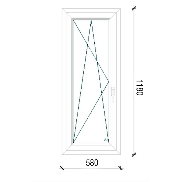 Bukó-nyíló műanyag ablak 60×120 cm balos SCHÜCO CT70 balos ablak