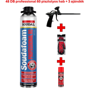 48 db SOUDAL Soudafoam Professional 60 nyári purhab 750ml (pisztolyos) + 3 ajándék