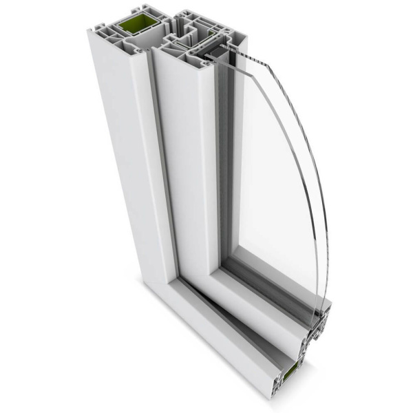 206X118 cm-es 3 szárnyú műanyag ablak – Bukó–Nyíló + Középen Felnyíló sorolva SCHÜCO CT70 sorolt szerkezet