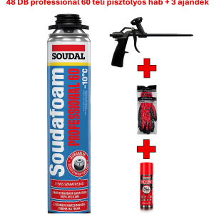 48 db SOUDAL Soudafoam Professional 60 téli purhab 750ml (pisztolyos) + 3 ajándék